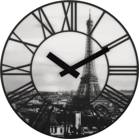Wandklok NeXtime dia. 39 cm, plastic, 3D, grijs, 'La Ville' NE-3004