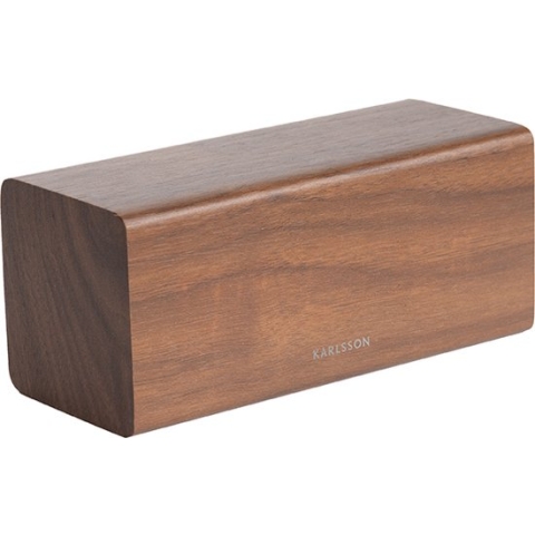 Wekker Block - Donker Hout fineer, Wit LED - 16x7,2x7cm