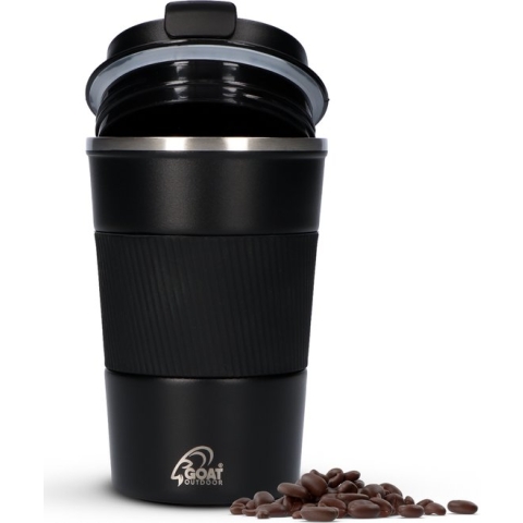GOAT Outdoor RVS Koffiebeker To Go - Thermosbeker - Theebeker - Reisbeker - Lekvrij - 380ml - Zwart