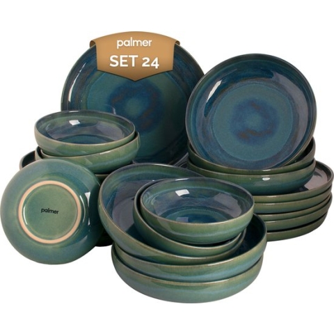 Palmer Serviesset Miami Stoneware 6-persoons 24-delig Groen