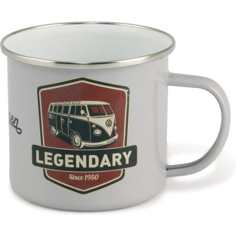 VW T1 Bus Emaille Mok 500ml - Legendary/lichtgrijs