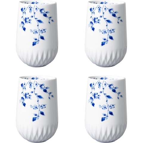 Heinen Delfts Blauw | Blauw Vouw Cappuccino kop - 350 ml - 4 stuks