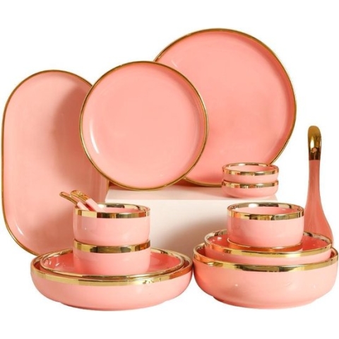 IRSA HOME TOKYO Serviesset porselein (22 delig) 6 personen - Roze - Kersttafelen