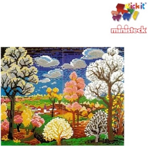 Stick-it Lente landschap, ca. 9.000 steentjes, compatibel met Ministeck