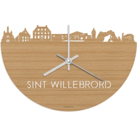 Skyline Klok Sint Willebrord Bamboe hout - Ø 40 cm - Stil uurwerk - Wanddecoratie - Meer steden beschikbaar - Woonkamer idee - Woondecoratie - City Art - Steden kunst - Cadeau voor hem - Cadeau voor haar - Jubileum - Trouwerij - Housewarming -