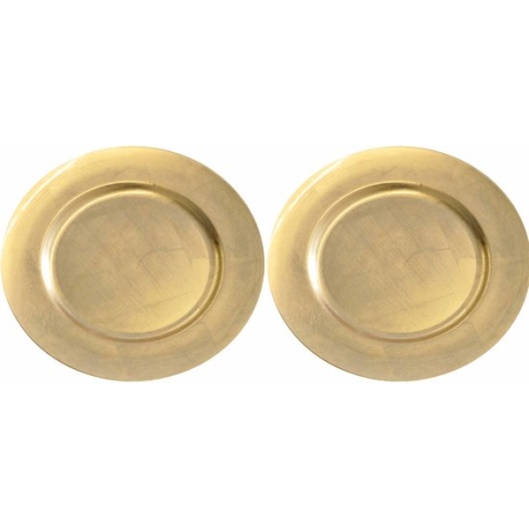 8x Ronde glanzende gouden diner onderborden 33 cm - Tafel dekken - Kerstdiner/diner