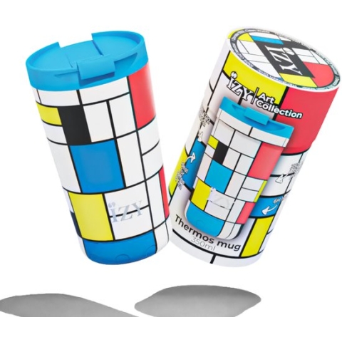 IZY Drinkfles - Prints - Gerrit Rietveld - Inclusief donatie - Koffiebeker to go - Thermosbeker - RVS - 6 uur lang warm - 350 ml