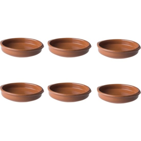 Set van 6x Tapas schaaltjes terracotta 14 x 2,5 cm ovenbestendig - Ovenschaaltjes - Creme brulee schaaltjes