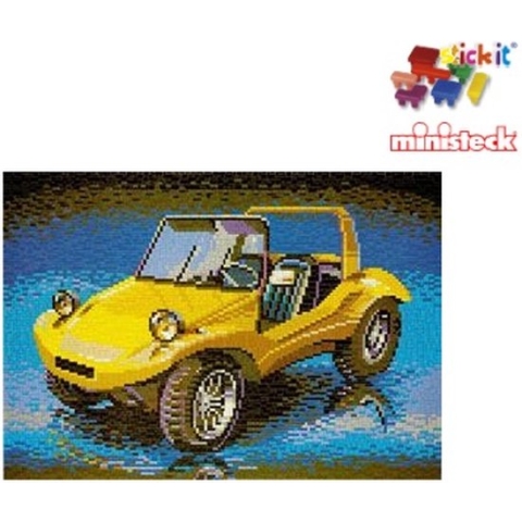 Stick-it Buggy geel (oldtimer), ca. 7.600 steentjes, compatibel met Ministeck