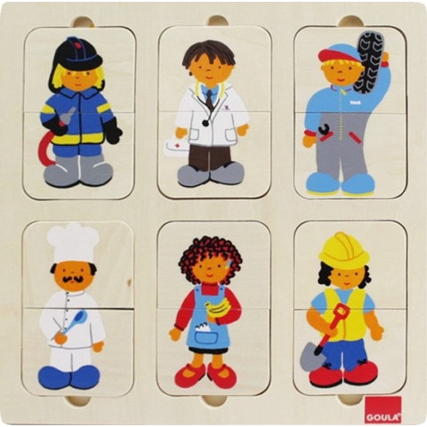 Goula houten puzzel Beroepen - 12 stukjes