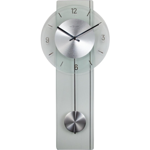 NeXtime - Wandklok - 70 x 30 cm - Glas / Metaal - Transparant - 'Eleanor' NE-3251