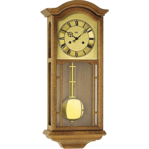 AMS R650/4 - Wanklok - Analoog - Mechanisch - Regulateur - Overig - Hout - Glas - Romeinse Cijfers - Bruin - Goudkleurig