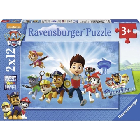 Ravensburger puzzel PAW Patrol: Ryder en PAW Patrol - 2x12 stukjes - Kinderpuzzel