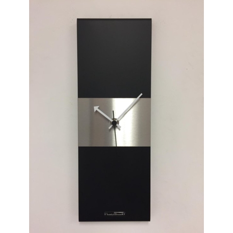 Wandklok Black-Line & Silver Stripe Modern Design RVS