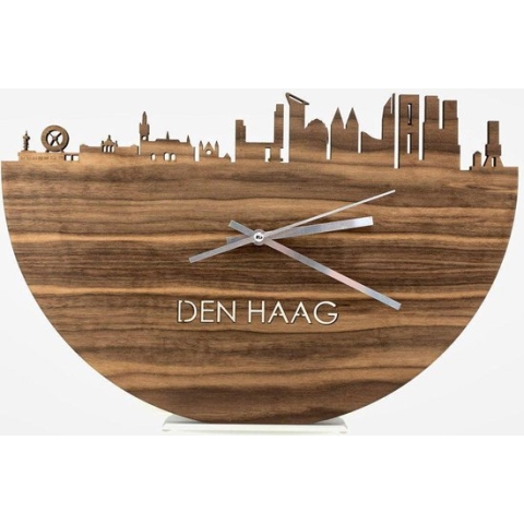 Skyline Klok Den Haag Eikenhout - Ø 40 cm - Stil uurwerk - Wanddecoratie - Meer steden beschikbaar - Woonkamer idee - Woondecoratie - City Art - Steden kunst - Cadeau voor hem - Cadeau voor haar - Jubileum - Trouwerij - Housewarming - WoodWideCities