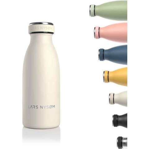 LARS NYSØM - 'Ren' Roestvrijstalen drinkfles 350ml - BPA-vrij geïsoleerde waterfles 0,35 Liter - Buttercream
