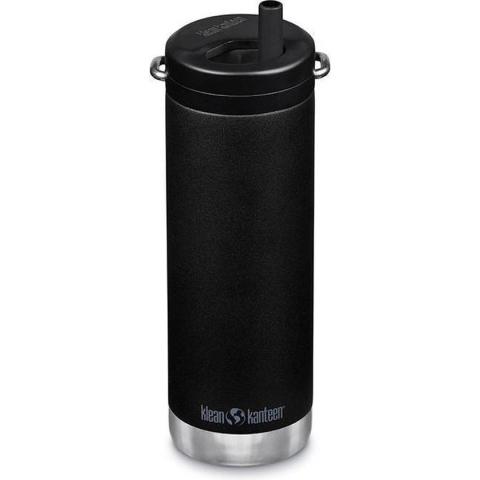 Klean Kanteen - RVS Thermosfles TK Wide With Twist Cap (473ml) - Shale Black - Straw Cap