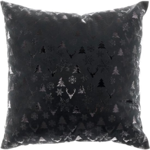 Unique Living | Kussen Bernt - 45x45cm - black - zwart met zilver - Kussen woonkamer of slaapkamer