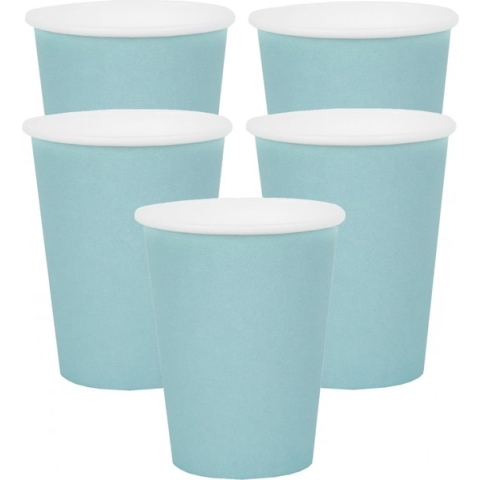 Santex feest/verjaardag bekertjes - 30x - lichtblauw - karton - 270 ml