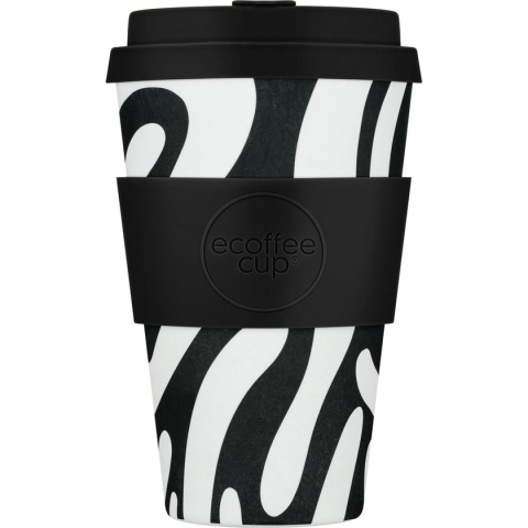 Ecoffee Cup Manasa's Run PLA - Koffiebeker to Go 400 ml - Zwart Siliconen