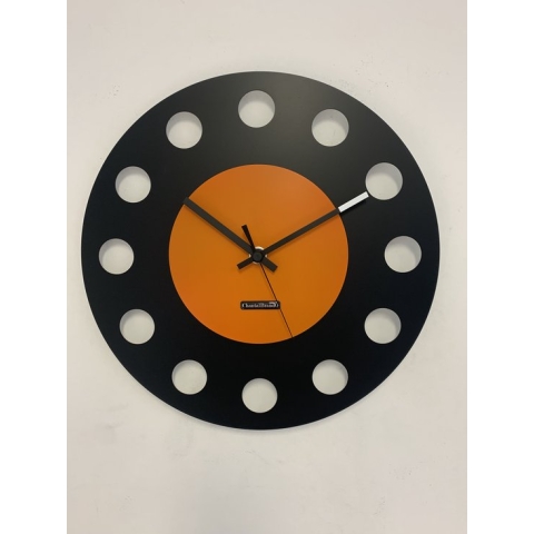 Wandklok ChantalBrandO CETARA BLACK & ORANGE -- MODERN DESIGN --