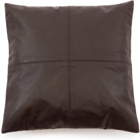 Het Four Panel Leather Kussen - Chocolade - 40x40