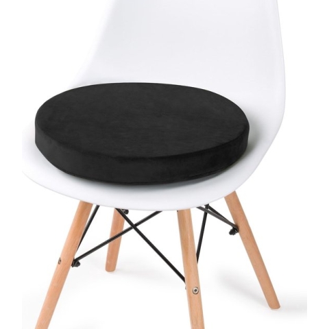 Zitkussen van traagschuim, rond, stoelkussen, wasbaar, afneembaar zitkussen voor binnen en buiten, kantoor, stoel, zwart, 40 cm (zwart)