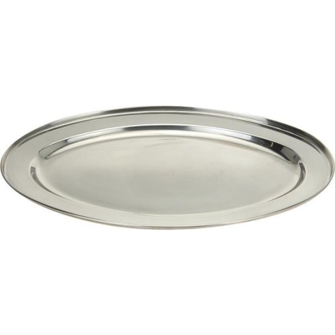 RVS serveerschaal/barbecueschaal 35 cm - Barbecueschalen/vleesschalen/serveerschalen