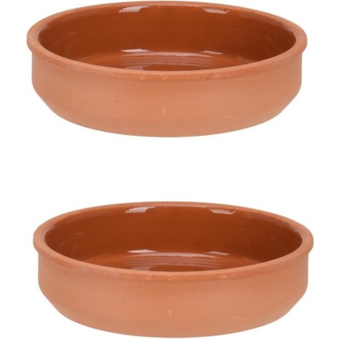 2x Tapas schaaltjes 450 ml terracotta 16 x 4 cm - Tapasschaaltjes - Tapas/snacks/hapjes bereiden en serveren