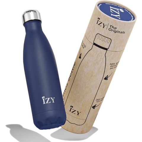 IZY Drinkfles - Marineblauw - Inclusief donatie - Waterfles - Thermosbeker - RVS - 6 uur lang warm - 500 ml