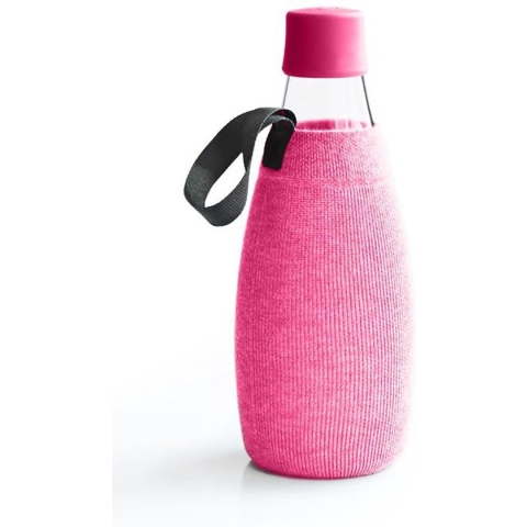 Retap Waterfles met Dop en Hoes - Glas - 0,8 l - Magenta