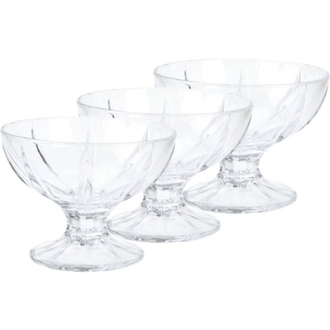 Set van 12x stuks ijs/sorbet coupes op voet van glas 200 ml - Ijscoupe glazen/schaaltjes