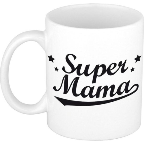 Super mama tekst cadeau mok / beker - Moederdag - 300 ml