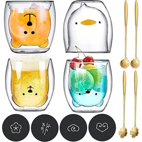 Dubbelwandige latte macchiato-glazen, koffieglas, theeglazen - mokkakopjes , Koffiekopjes , espressokopjes - kopjes - Cappuccino kopjes 4*312 g