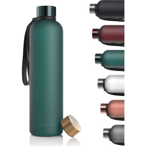 LARS NYSØM - 'Blæst' Ultralichte tritan-waterfles 1000ml - BPA-vrij, lekvrij, geschikt voor koolzuurhoudende dranken - Inclusief 2 deksels - Bayberry