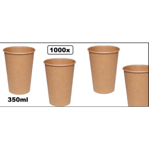 1000x Mega Koffiebeker karton bruin 350ml - Koffie thee chocomel soep drank water beker karton