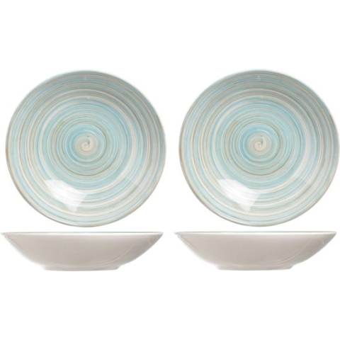 8x stuks ronde diepe borden Turbolino blauw 21 cm - Soepborden/pastaborden