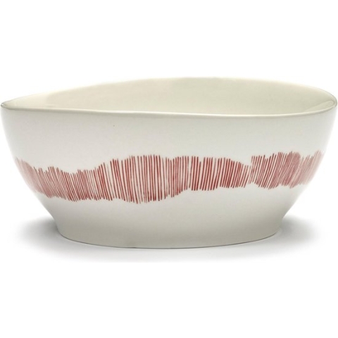 SERAX - Feast by Ottolenghi - Kom L 17x17cm wit Swirl-Stripes roo