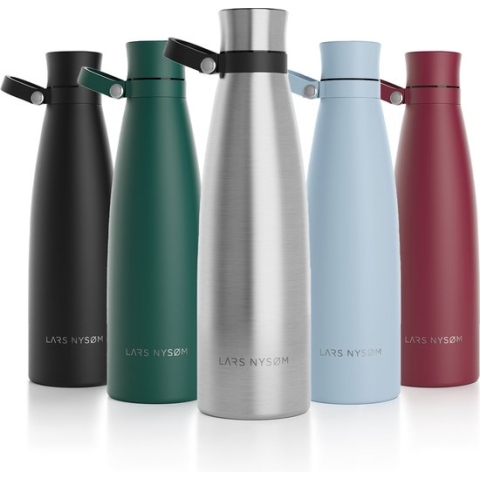 LARS NYSØM Drinkfles Roestvrij Staal 750ml | BPA-vrij Geïsoleerde Fles 0,75 Liter | Lekvrije Waterfles voor Sport, Fiets, Hond, Baby, Kids