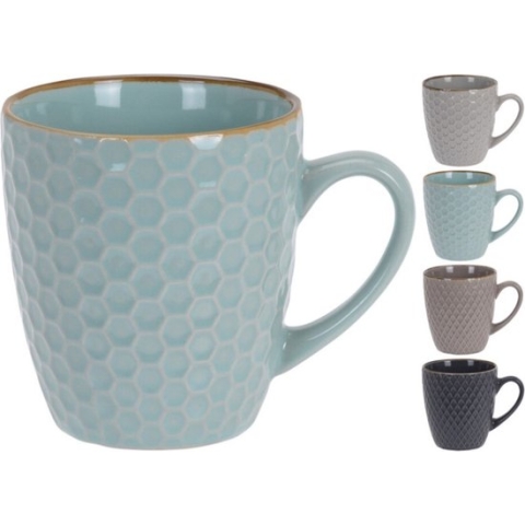 Set van 16x stuks luxe gekleurde stoneware bekers/koffiekopjes 300 ml - Kopjes/koffiebekers