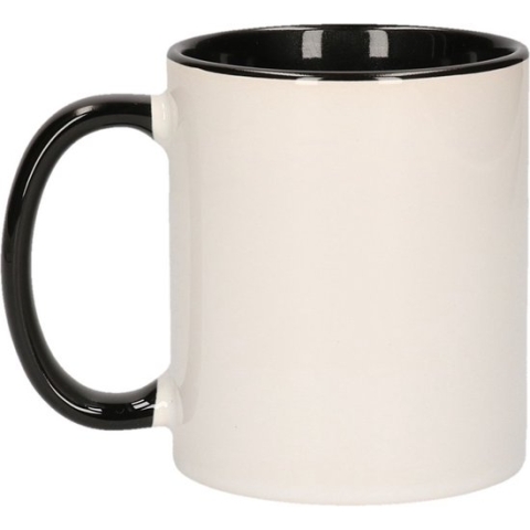 Wit met zwarte blanco koffie mok/beker - 300 ml