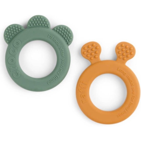 Done By Deer Deer Friends Bijtring Mustard/Green 2 Stuks