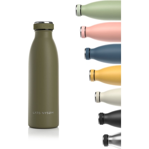 LARS NYSØM - 'Ren' Roestvrijstalen drinkfles 500ml - BPA-vrij geïsoleerde waterfles 0,5 Liter - Capulet Olive