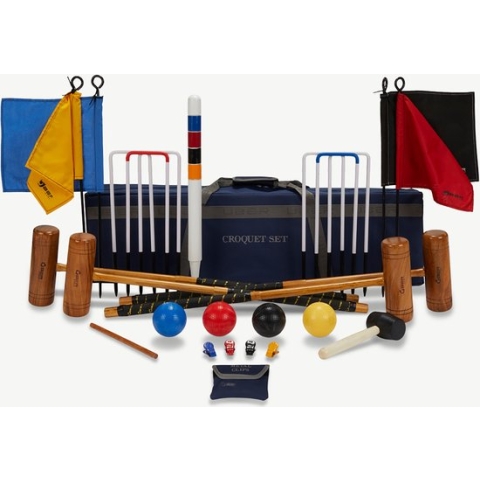 Professionele Croquet set, 4-persoons, unieke kunststof ballen, sterke stalen poorten Luxe Tas Klasse en Geweldig