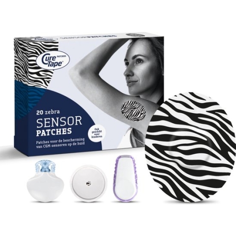 CureTape Patches ART - Sensor Pleisters - Zebra - Pleisters voor Freestyle Libre, Dexcom en Medtronic Guardian sensoren - 20 Stuk(s)