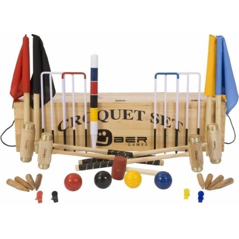 Junior Executive Croquet set - Engels Tuinspel - Prachtige set voor de jeugd met Trolley - ECO Hardhout - Made in India Klasse en Geweldig ®Designed in UK - Prachtig afgewerkt - Kwaliteit & Klasse - Profi