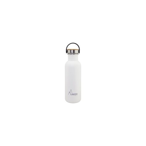 RVS fles Basic Steel Bottle 750ml ,Bamboo S/S Cap - Wit