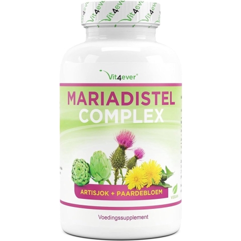 Mariadistel artisjok paardenbloem complex - 365 capsules (6 maandvoorraad) - hoge dosering met 80% silymarine & 2,5% cynarine - laboratoriumgetest - veganistisch | Vit4ever