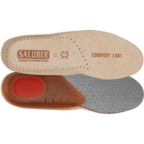 Saluber inlegzolen Comfort met PORON schokdemping en echt leer - Goede schokdemping - Medium voetboogondersteuning - Schoenmaat: 45