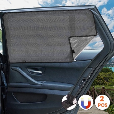 Zonnescherm Auto Baby Magnetisch Auto Zonnescherm met UV-bescherming, Universele Auto Zonneklep Autoruit Zonwering Gordijn Beschermt Kinderen, Volwassenen en Huisdieren, 2 Stuks, Zijraam